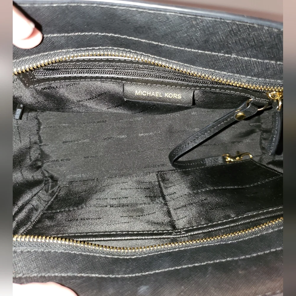 Michael Kors Selma Satchel Handbag with Gold Hardware.